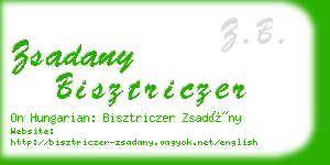 zsadany bisztriczer business card